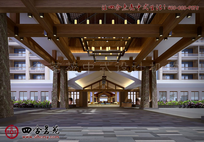 廊廡精致的木作屋頂 中式古典風(fēng)格酒店設(shè)計圖片